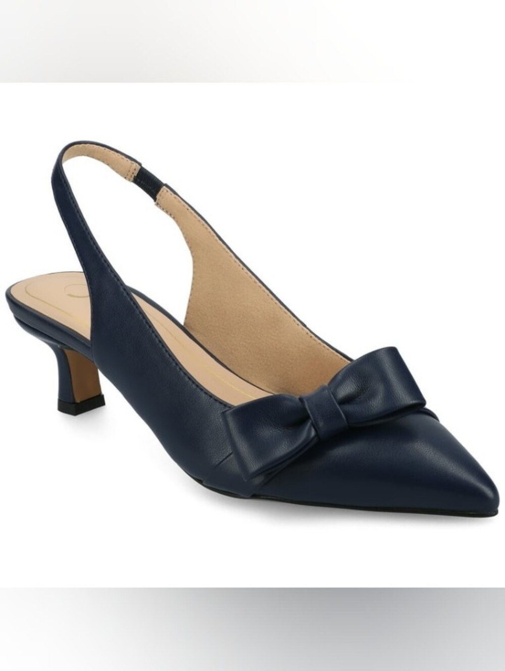 Navy Womens Sling Back Pointed Toe Kitten Heel Pumps Size 9 NIB